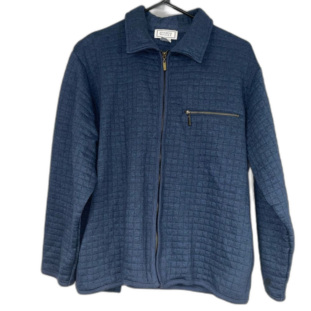 Jennifer Moore Navy Blue Zip Up Jacket Size Medium